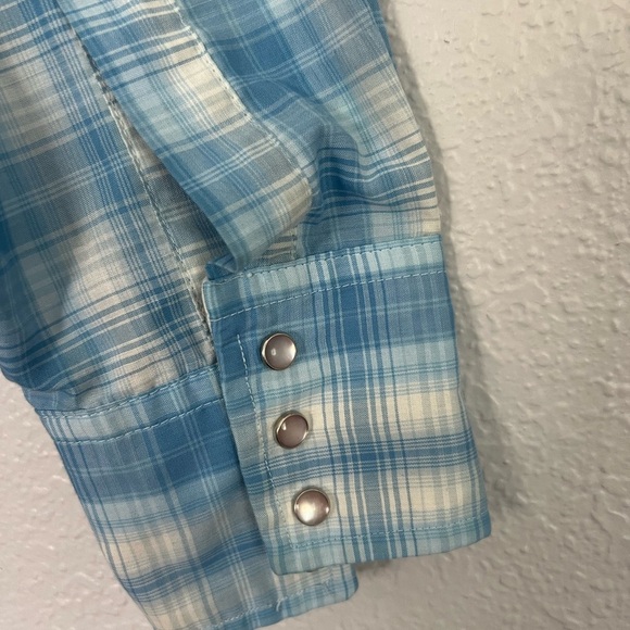 Blue Plaid Pearl Snap Cowboy Western Shirt L - Picture 5 of 9